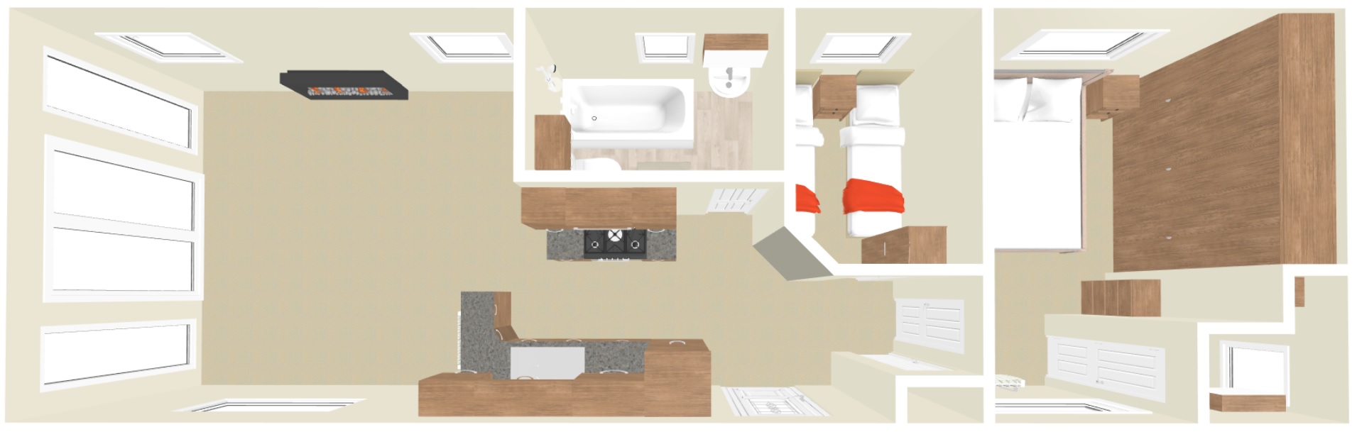 Sunrise Lodge 2 bed 3D Plan Sunrise Lodge 2 bed 3D Plan
