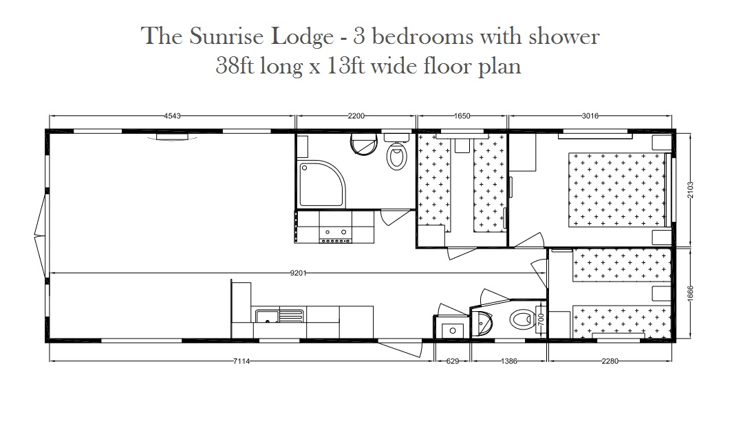 Sunrise Lodge 3 bed shower Floor Plan