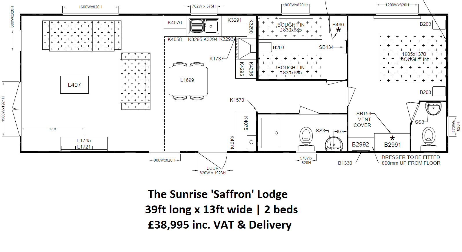 Sunrise Saffron 39×13 2 bed